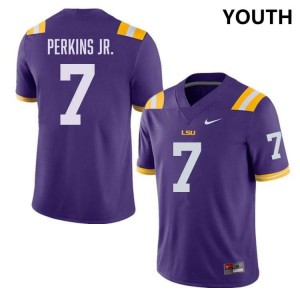 Youth Harold Perkins Jr. Purple LSU Tigers #7 College Football Official Jersey 506719-502