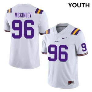 Youth Dominick McKinley White LSU Tigers #96 College Football High School Jersey 626667-623
