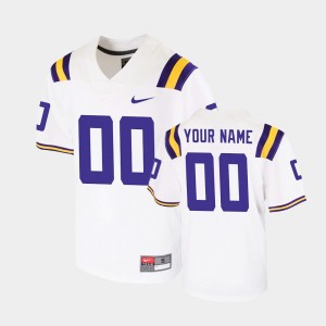 Youth Custom White LSU Tigers #00 College Football Game Jersey 131322-119